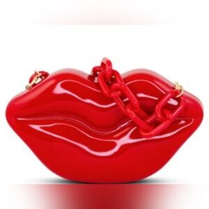 Red Lip-Shaped Clutch